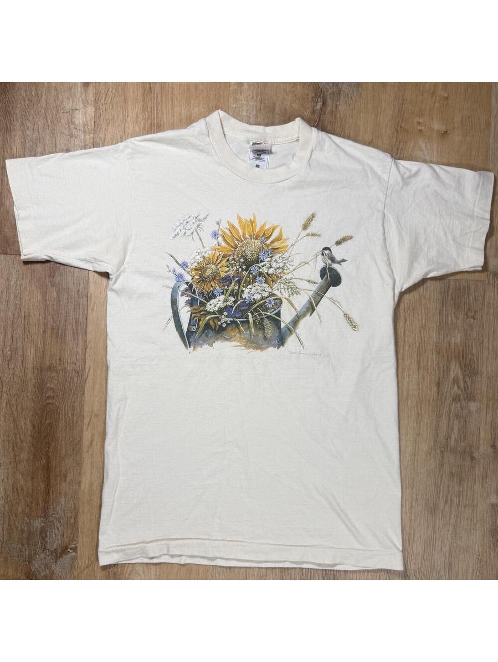 90s Sunflower Nature Tee – White (M)